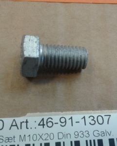 Hexagon head screw M 10x 20 DIN 933 galv.